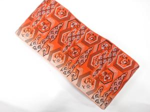 アンティーク　亀甲に花・古典柄織り出し半幅帯（着用可）